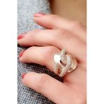 Zirkon Taşlı 925 Ayar Gümüş Rose Italyan Gurmet Yüzük