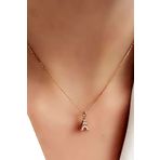 Zirkon taşlı 925ayar gümüş rose eyfel kulesi minimal kolye 1cm