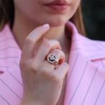 Zirkon Taşlı Arı Figürlü Rose Gold Kaplama Gümüş Yüzük