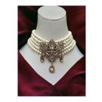 Zirkon Taşlı Choker Tasma Inci Kolye