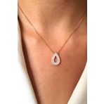 Zirkon Taşlı Damla Model Gümüş Rose Kolye