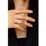 Zirkon Taşlı Gold Anne Bebek Ayak İzi Gümüş Kolye