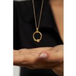 Zirkon Taşlı Gold Cartier Model Çivi Gümüş Kolye
