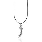 Zirkon Taşlı Gümüş Zülfikar Kolye Ucu 3.3X1cm [Oyot340]