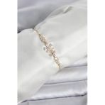Zirkon Taşlı Papatyalı Asansörlü Kadın Bileklik (Gold Renk)