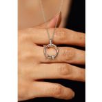 Zirkon Taşlı Rodyum Cartier Model Çivi Gümüş Kolye