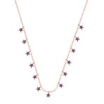 Zirkon Taşlı Rose Altın Kaplamalı Sallantılı Yıldız Gümüş Kolye