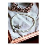 Zirkon Taşlı Sarmal İnci Kolye ve İnci Küpe Seti