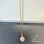 Zirkon Taşlı Zincir Çelik Uç Kısmı Pirinç Kolyeler 40 + 5 Cm Uzatma Payı - Kl0120