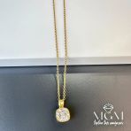 Zirkon Taşlı Zincir Çelik Uç Kısmı Pirinç Kolyeler 40 + 5 Cm Uzatma Payı - Kl0144