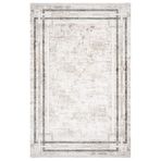 Zirve Gri Çerçeveli Modern Geometrik Etnik Desenli Boho Makinada Yıkanabilir Hafif Hav Toz Vermez Leke Tutmaz Kaymaz Taban Dijital Makine Baskı Halı Oturma Odası Salon Yolluk Koridor Mutfak Halısı