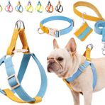 ZIRVYIR Çekme Köpek Koşum Takımı ve Tasma Seti, Köpek Yaka, Kaka Çanta Tutuculu Köpek Halter Koşumuna Adım, Ayarlanabilir Hafif Pamuk Kayışlar Küçük Orta Büyük Köpekler için Uygun Açık Hava Yürüyüşü Koşu