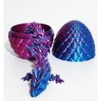 Zisayt 3D Baskı Ejderha Figürlü Kapaklı Yumurta Renk Değiştiren Kristal Ejderha Crystal Dragon 2 Renkli Mavi Mor Hareketli Figür Oyuncak 30 cm