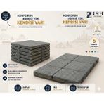 Zish Home Multipurpose 5 In 1 Gri Çift Kişilik Katlanır Süngerli Misafir Yer Yatağı ve Balkon Minderi 7cm - 160 × 200 cm