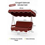 Zish Tekstil Bordo Keten Kumaş Süngerli Gölgelikli 2 Kişilik Salıncak Minderi 8 Cm