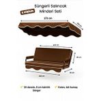 Zish Tekstil Kahverengi Keten Kumaş Süngerli Gölgelikli 2 Kişilik Salıncak Minderi 8 Cm