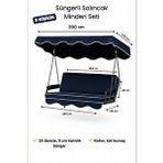 Zish Tekstil Mavi Keten Kumaş Süngerli Gölgelikli 3 Kişilik Salıncak Minderi 8 Cm