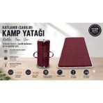 Zish Tekstil Zish Home Flexi Katlanır Kamp Yatağı, 5 cm 24 DNS Sünger Yatak, Karavan, Çadır, Misafir, Yer, Bağ, Bahçe, Yazlık Yatağı, Anne Yanı, Deprem, Taşınabilir Şilte, Araç İçi Minder - Bordo - 90 x 190