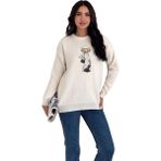 Zishan Fashion Ayıcıklı Kazak V4 - Kadın Triko Kazak Standart Beden 007 - 113-Krem