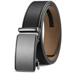 Zitahli Kemerli Erkekler, 1 3/8 "Premium Deri ile Cırcır Kemerli Elbise, Daha Kolay Ayarlanabilir Otomatik Tokalı Kayışlı Kemer, Siyah-d028, 75-90 cm Bel Ayarlanabilir