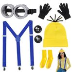 ZITUZY Minion bere gözlük seti, Minion kostümü, bere ve gözlük, Minion kostümü, kadın, karnaval, Noel, doğum günü kutlamaları, maskeli balolar, kostümler için