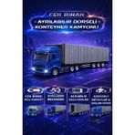 Ziventa 30 cm Çek Bırak Ayrılabilir Dorse Konteyner Kamyon Açılır Bagaj Kapılı Diecast Metal Oyuncak Tır - Gri - Mavi