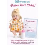 Ziventa 30 cm Sesli Oyuncak Et Bebek Biberon/doğum Kartlı Ağlayan Konuşan Orta Yumuşak Gövdeli Kıyafetli - Beyaz