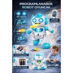 Ziventa Uzaktan Kumandalı Dans Eden Dansçı Akıllı Robot Işıklı Müzikli Disk Atan Programlanabilir Oyuncak - Mavi