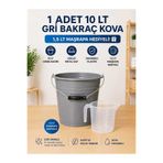 ZİVORA 10 LT Antrasit-Gri Bakraç Kova Metal Saplı Plastik Kova 1,5 LT Maşrapa Hediyeli