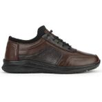 Ziya, Erkek Hakiki Deri Sneaker 153423Z69 Kahve-K.kahve - Kahverengi - Koyu Kahverengi