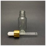 Ziylan Ambalaj 30 ml Şeffaf, Cam Şişe, 12 Adet, Cam Damlalıklı, Ecza Şişesi, Propolis Şişesi, Gold Kapak Beyaz Emzik