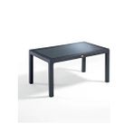 Ziynet Home Rattan Masa 70X120 Sabit Camlı Masa - Bahçe Teras Balkon Masası A Plus Orta Boy Masa - Antrasit