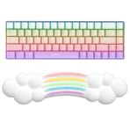 ZIYOU LANG Bulut Klavye Bilek Dayanağı Desteği, Bellek Köpüğü ile Avuç İçi Dayanağı, Kaymaz Lastik, Rahat Kol Dayanağı, Ofis/Ev/Dizüstü Bilgisayar/Mac için Ergonomik Klavye Yastığı Pedi - Gökkuşağı