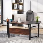 Zizuva 169x75x55 cm Ceviz Siyah Çalışma Masası