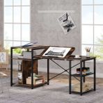 Zizuva 180x60x90 cm Raflı Ceviz Çizim Masası