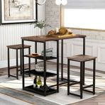 Zizuva Tasarım 105x95x60 cm 2 Tabureli Ceviz Masa Takımı