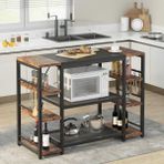 Zizuva Tasarım 110x50x90 CM Tel Raflı Ceviz Açık Mutfak Dolabı