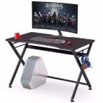 Zizuva Tasarım 140x75x70 CM Askılıklı Siyah Oyuncu ve Çalışma Masası