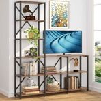 Zizuva Tasarım 149x180x30 cm Ceviz Kitaplıklı TV Ünitesi