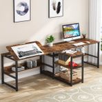 Zizuva Tasarım 240x75x60 CM 2 Kişilik Ceviz Çizim ve Bilgisayar Masası