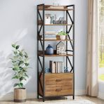 Zizuva Tasarım 64x35x180 cm Ceviz Kitaplık ve Düzenleyici