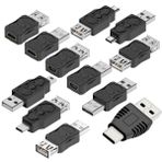 ZJKJHJY USB 2.0 Adaptör Seti USB/Tip C/Mikro/Mini Erkek - Dişi Dönüştürücü Konektörü (12 adet)