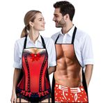 ZKGYUS 2 adet seksi erkek kadın önlüğü, mangal önlüğü, erkekler ve kadınlar için, eğlenceli, Siyah ve kırmızı, Ölçü Birimi
