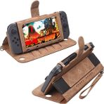 Zljnx Nintendo Switch'e Uygun Deri Koruyucu Kapaklı, 10 Kart Delikli ve Braketli Cüzdan Taşıma Çantası Özellikleri Kahverengi (Yurt Dışından) - Far Cry 4, PS4 Oyun Konsolu - Siyah