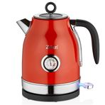 ZLN7033 60'lı yılların retro su ısıtıcısı, 1,7 litre,%100 BPA içermez, 2000 Watt, paslanmaz çelik iç kısım, analog sıcaklık göstergeli, çay makinesi, otomatik kapanma, gösterge lambası