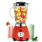 ZLN7057 60'lı yıllar retro blender, 6 bölmeli metal bıçak, 1,5 litre ml, 500 Watt, cam, paslanmaz çelik, nabız fonksiyonu, evrensel güçlü mikser, Smoothie makinesi, buz kırıcı, yumurta akı çalkalayıcı