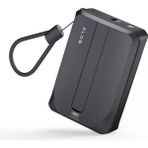 Zlos TINY10C 22.5W 10000 mAh Usb-C ve Lightning Dahili Kablolu Hızlı Şarj Destekli Taşınabilir Mini Powerbank TY10C - Antrasit