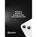 ZLTECH iPhone 11/12/12Mini Uyumlu Taşlı Kamera Lens Koruyucu - Gümüş
