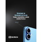 ZLTECH iPhone 16/16Plus Uyumlu Taşlı Kamera Lens Koruyucu - Mavi