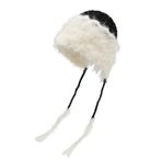 ZLYC Kadın Kış Suni Kürk Slouchy Beanie Şapka Sıcak Örgü Şapka, Kürklü siyah, Tek Beden